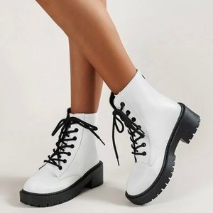 NIB Shein White Combat Boots